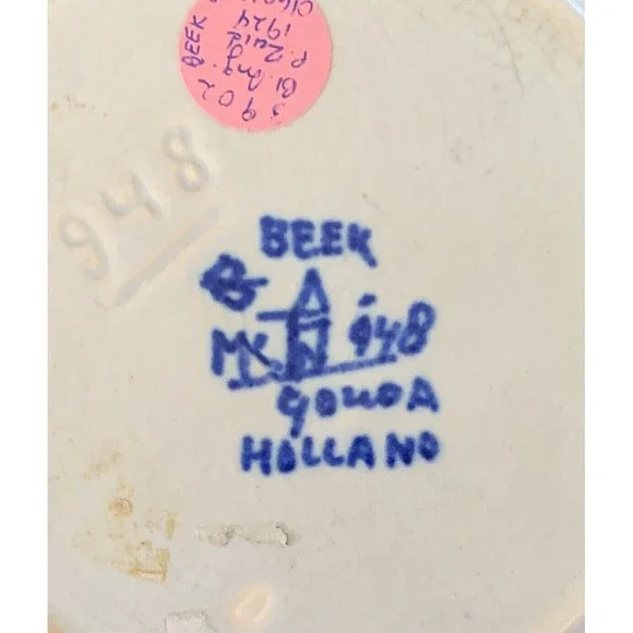 Vtg 1924 Gouda Holland "Beek" Signed Handpainted Pottery Bowl Planter 7" x 3.5" - Picture 9 of 10